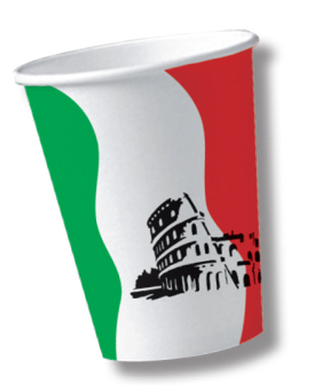 10 Italien Pappbecher Roma 200ml