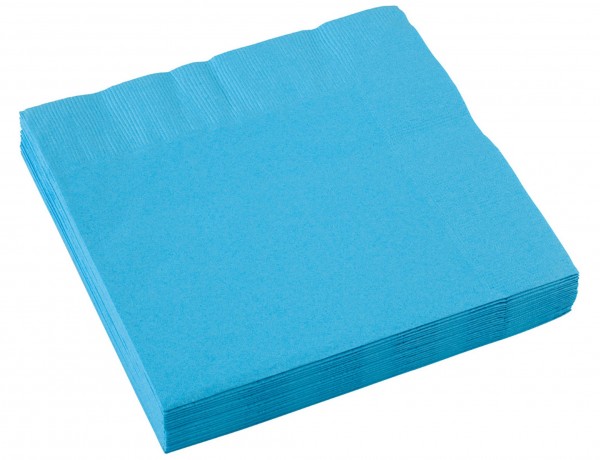 20 Papier-Servietten in Azurblau 33cm