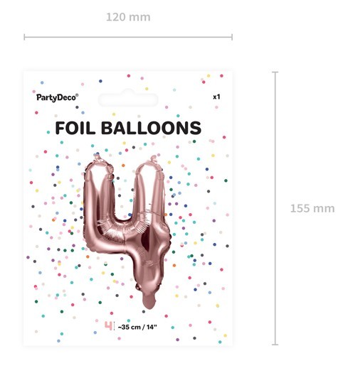 Metallisk ballong nummer 4 roséguld 35cm 3