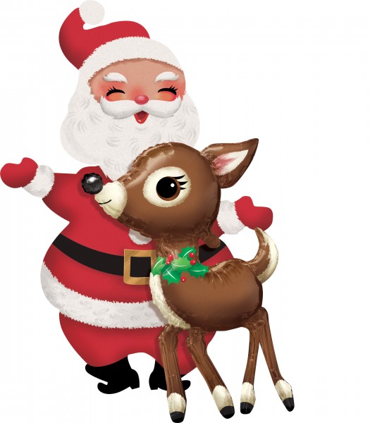 Airwalker Santa mit Rentier 78cm x 1,21m