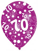 Vorschau: 6 bunte Luftballons 70.Geburtstag 27,5cm