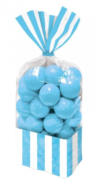 10 Gestreifte Candy Buffet Tüten azurblau 2