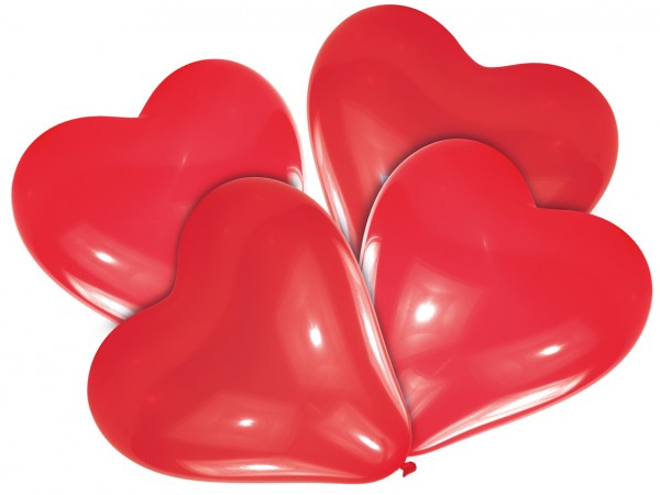 4 Herzballons Helena rot 30cm
