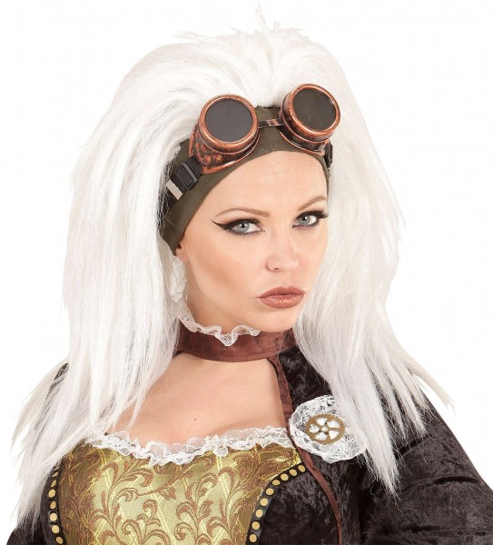 Wilde Steampunk Fliegerbrillen Perücke