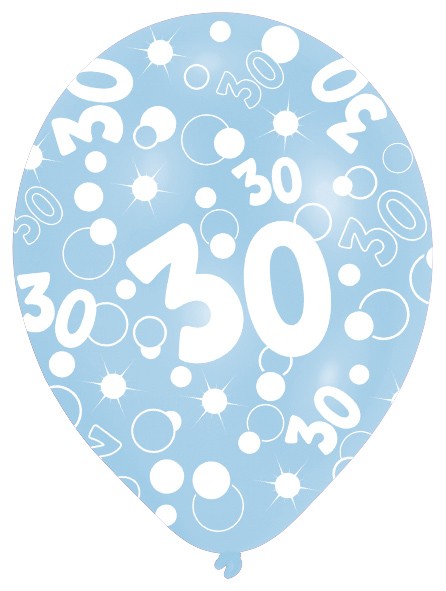 6 Luftballons Bubbles 30.Geburtstag bunt 27,5cm 7