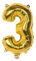 Folienballon Zahl 3 gold metallic 36cm
