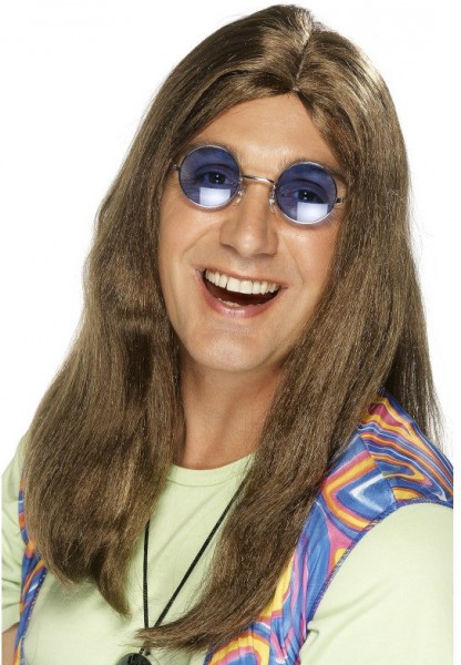 Braune Hippie Flower Power Perücke