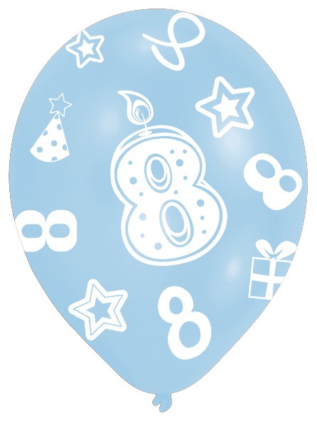 6 bunte Luftballons 8.Geburtstag 27,5 cm 6