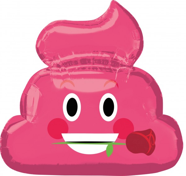 Pinker Kackhaufen Emoticon-Folienballon 63 x 60cm