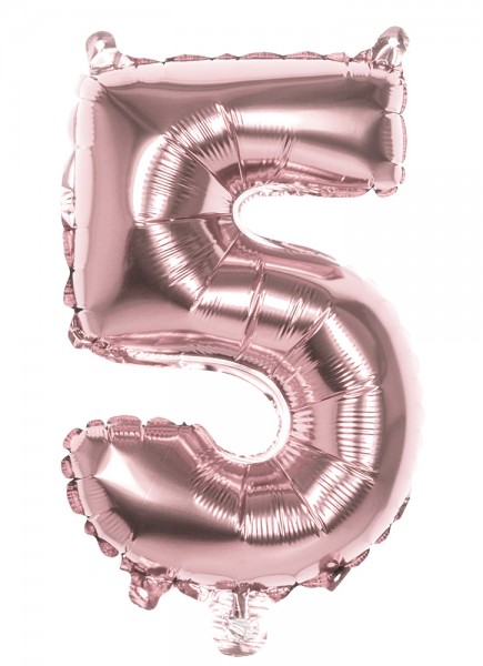Roségoldener Zahl 5 Folienballon 36cm