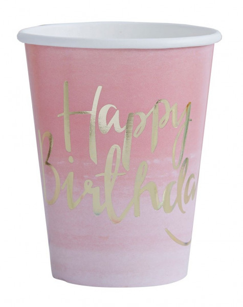 8 Birthday Blush Pappbecher 250ml