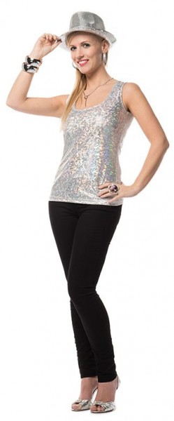 Funky Disco Queen Top Silber