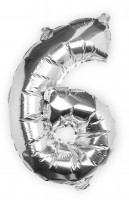Silberner Zahl 6 Folienballon 40cm