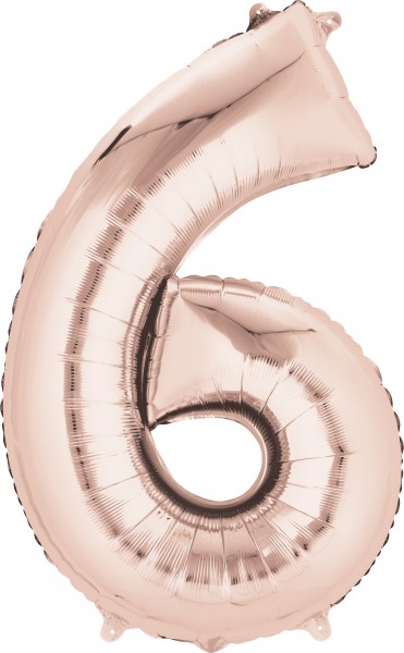 Zahlenballon 6 roségold 88cm