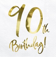 20 Glossy 90th Birthday Servietten 33cm