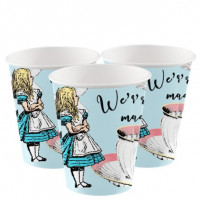 8 Alice im Wunderland Pappbecher 250ml