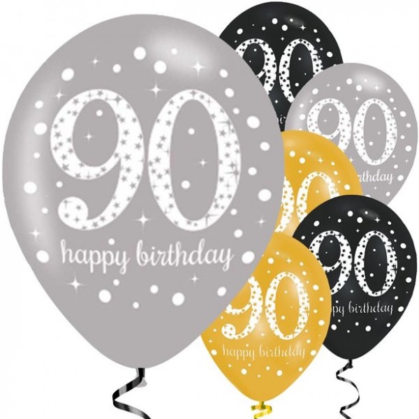 90. Geburtstag 6 Latexballons 28cm