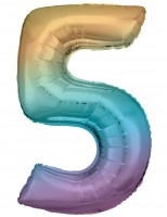 Edler Regenbogen Zahl 5 Ballon 86cm