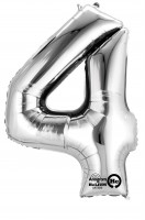Zahlenballon 4 silber 88cm