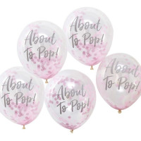 5 Oh Baby Konfettiballons rosa 30cm