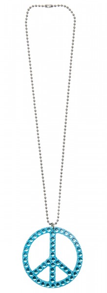 Blaue Peace Hippie Strass Halskette