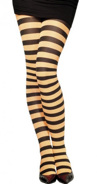 Strumpfhose Gelb Schwarz Geringelt
