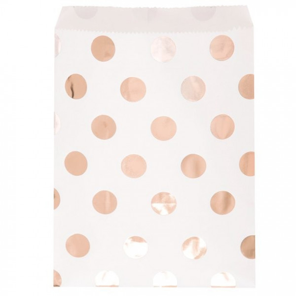 8 Papiertüten roségold gepunktet