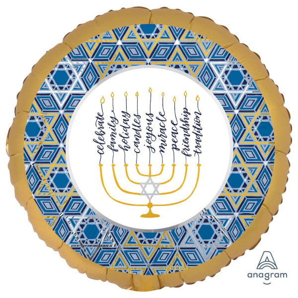 Goldener Happy Hanukkah Folienballon