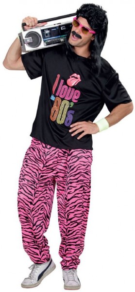 80er Jahre Zebrahose Pink Schwarz