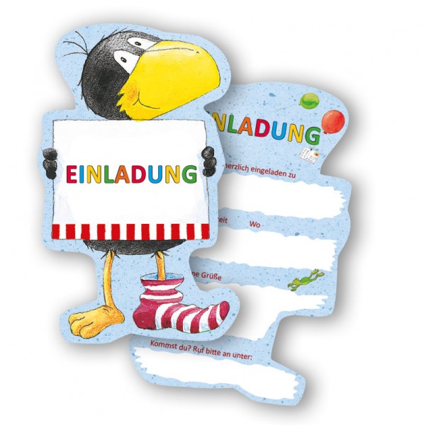 6 Kleiner Rabe Socke Einladungskarten