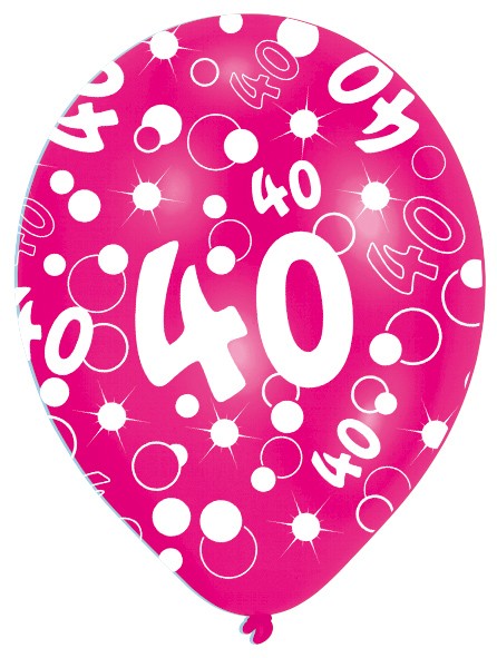 6 Luftballons Bubbles 40.Geburtstag Bunt 27,5cm 7