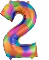 Regenbogen Zahl 2 Folienballon