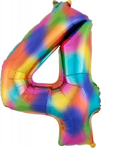 Regenbogen Zahl 4 Folienballon