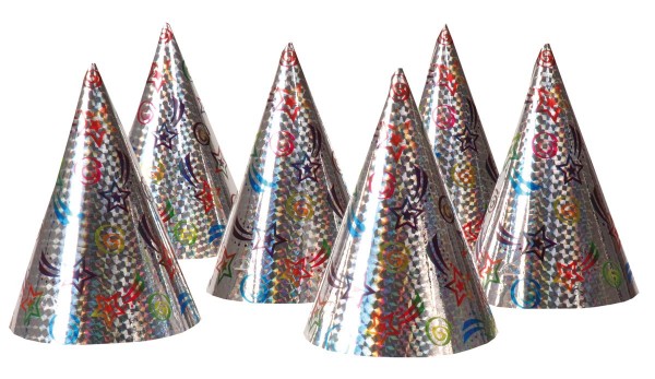 6 Sternschnuppen Partyhüte 16cm