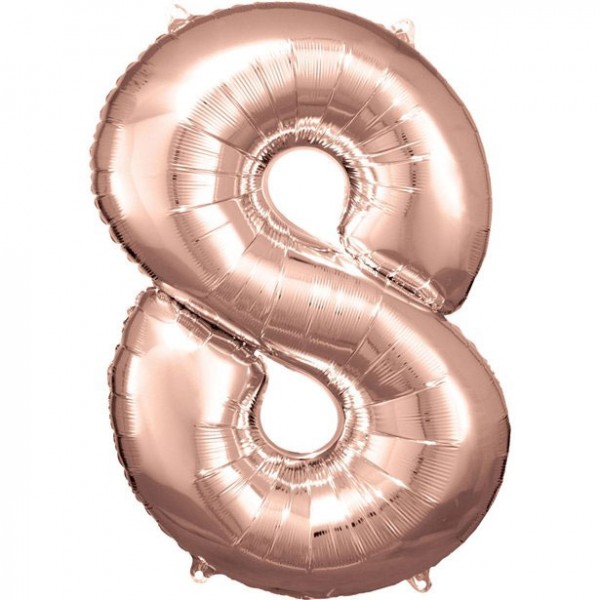Roségoldener Zahl 8 Folienballon 86cm