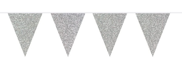 Wimpelkette Glitzer-Silber 6m