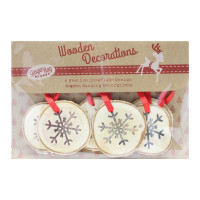 Vorschau: 6 Schneeflocken Weihnachtsanhänger aus Holz