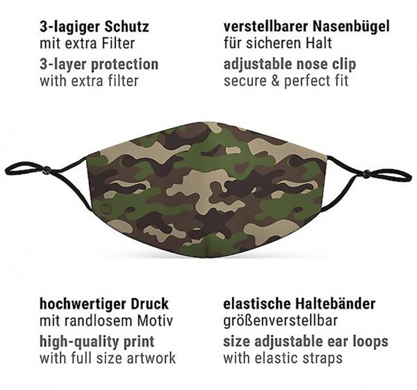 Mund Nasen Maske camouflage für Erwachsene 4