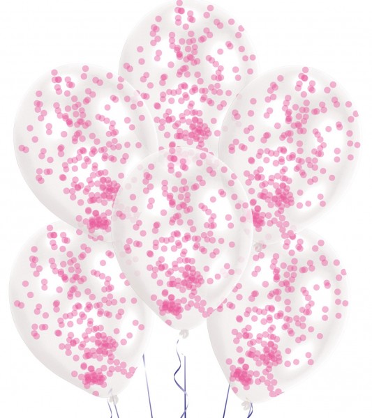 6 Poppi Konfetti Ballons rosa