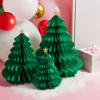 3 Wabenball Tannenbaum Tischaufsteller