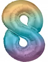 Edler Regenbogen Zahl 8 Ballon 86cm