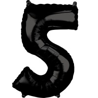 Schwarze Zahl 5 Ballon 66cm