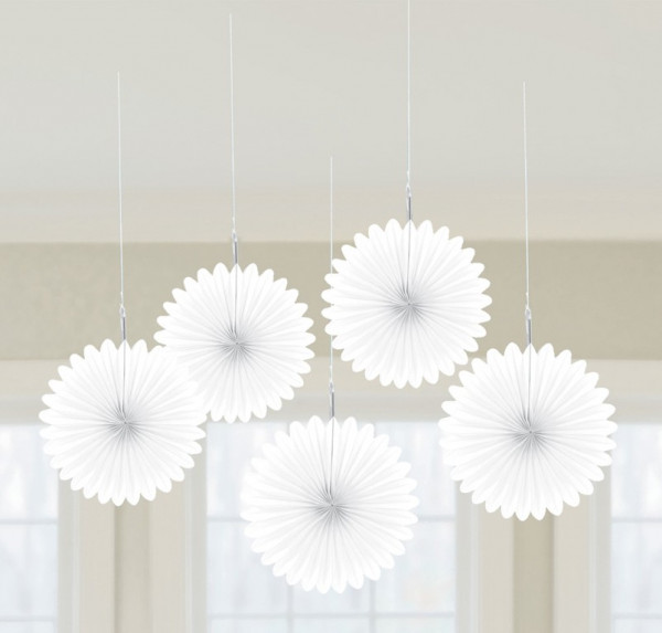 5 Weiße Papierrosetten Juliane 15cm