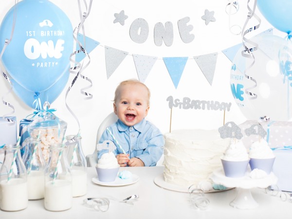 DIY One Star Wimpelkette silber-blau 1,3m 2