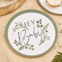 8 Botanical Babyparty Pappteller 24cm