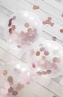 Ballon 4er Set mit Rose Gold Konfetti 30cm