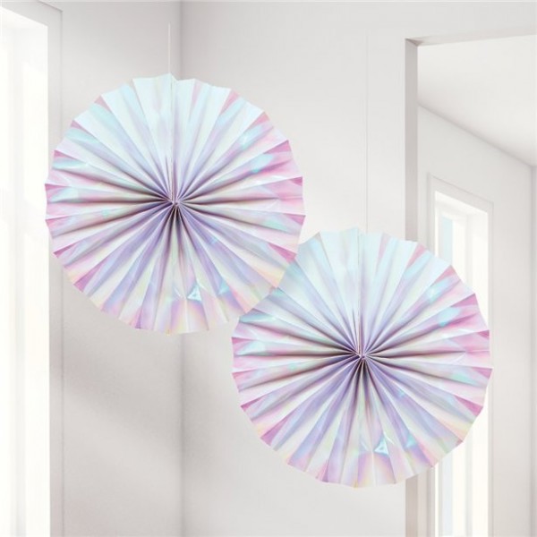 2 Perlemutt Papierfächer Deep Sea 30cm