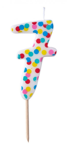 Bunte Mix & Match Zahl 7 Tortenkerze 9cm