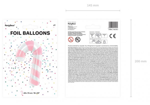 Rosa Zuckerstangen Folienballon 46 x 74cm 5