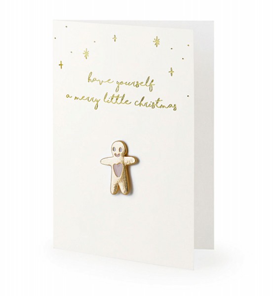 Weihnachtskarte golden Gingerbread 14,8cm
